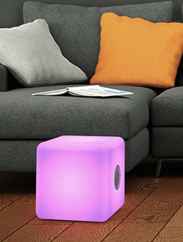 Kocka plastová reproduktor Bluetooth 10W + výkon + IP44 + RGB farebná - 35x35x35cm