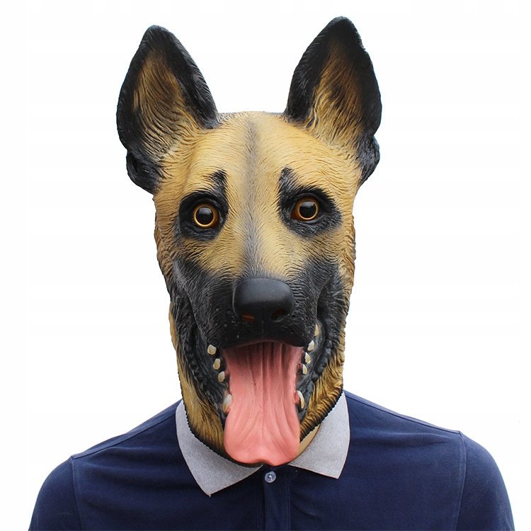 Vlčiak pes maska na tvár zo silikónu – pes vlčiak pre deti aj dospelých na Halloween