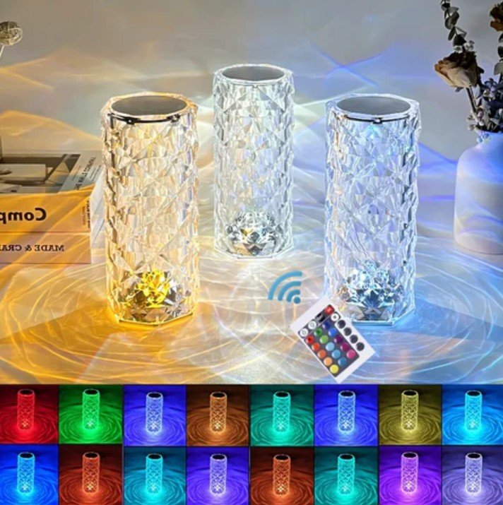 LED lampa krištáľová 21 cm v tvare pohára - dotyková na diaľkové ovládanie + 16 farieb