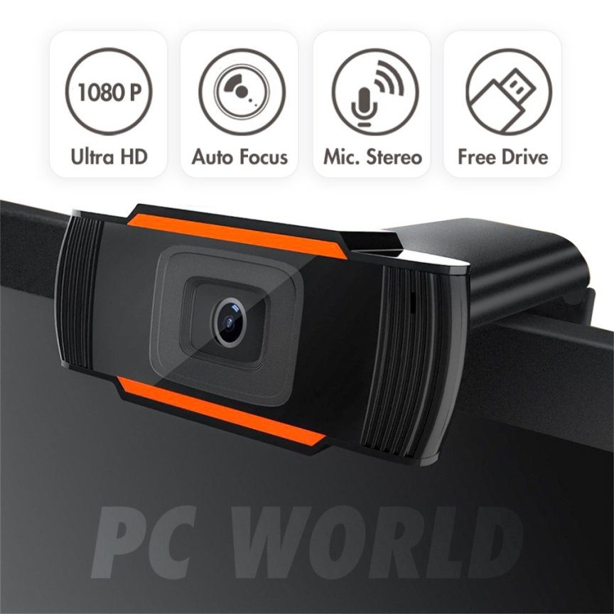 Full HD USB webkamera 1080p s mikrofónom a držiakom – Plug & Play
