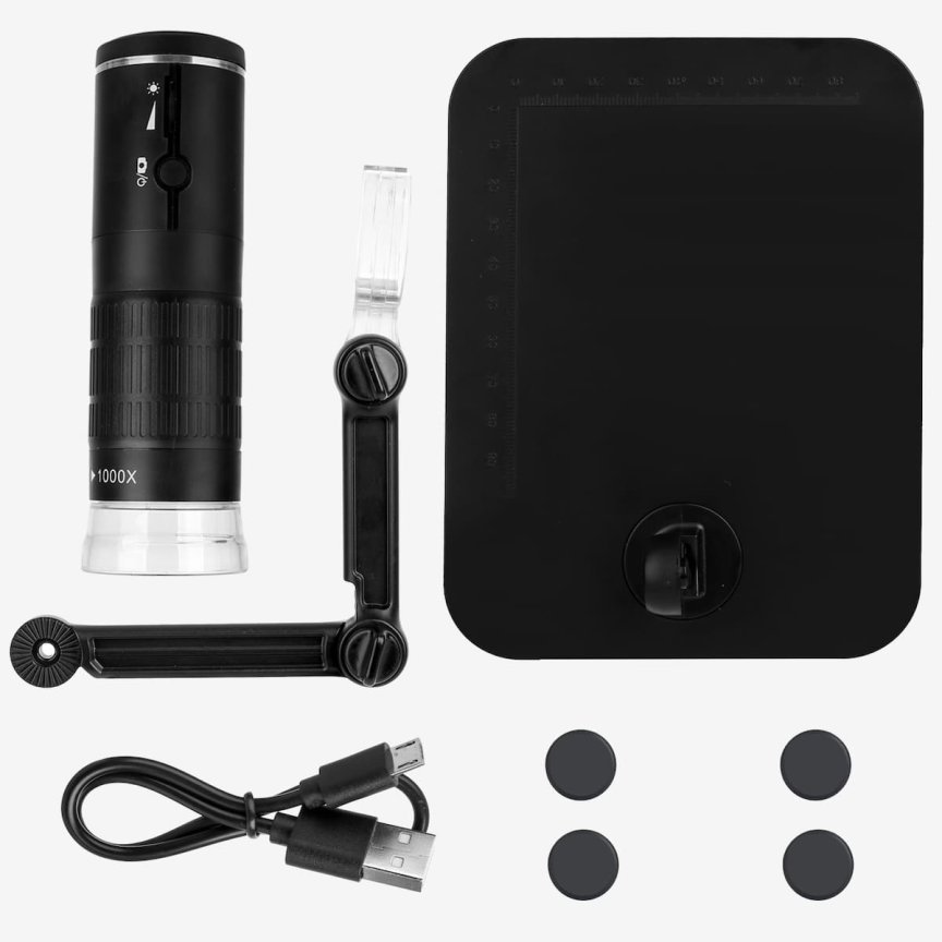 Mikroskop digitálny na mobil s FULL HD 1000x + Wifi (iOS / Android) + 8x LED