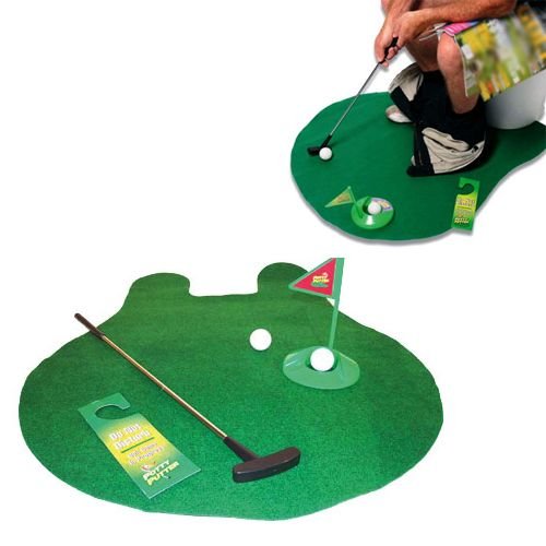 Minigolf na WC – zábavná golfová hra na toaletu s podložkou a holí
