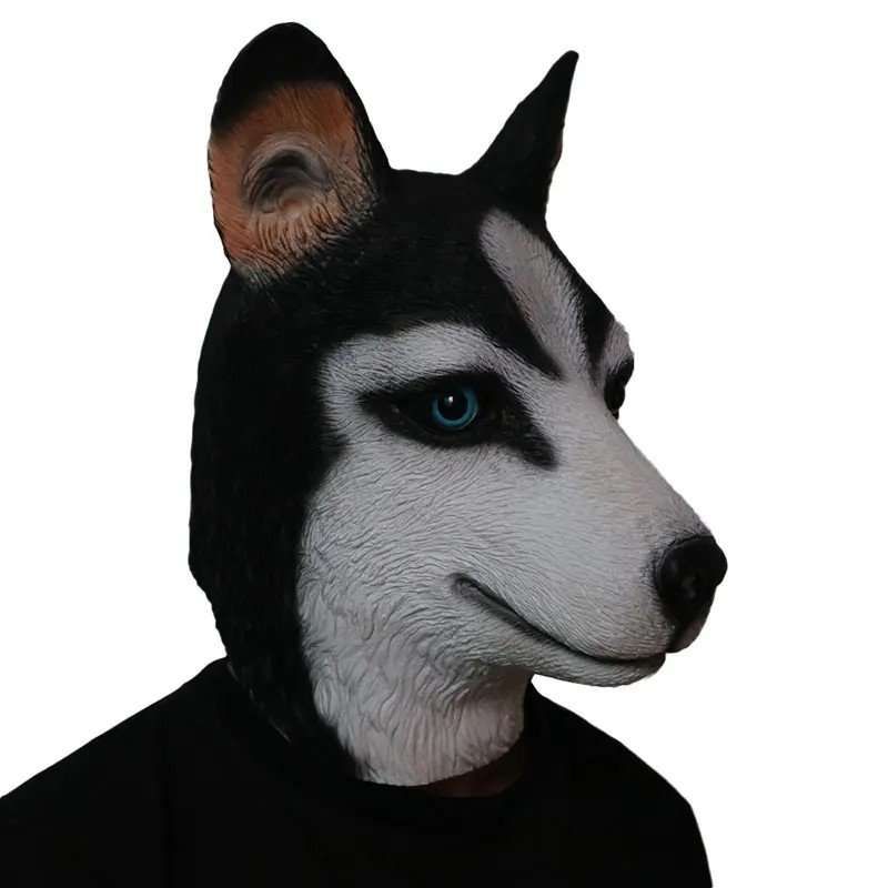 Husky pes maska na obličej ze silikonu – pes husky maska pro děti i dospělé na Halloween
