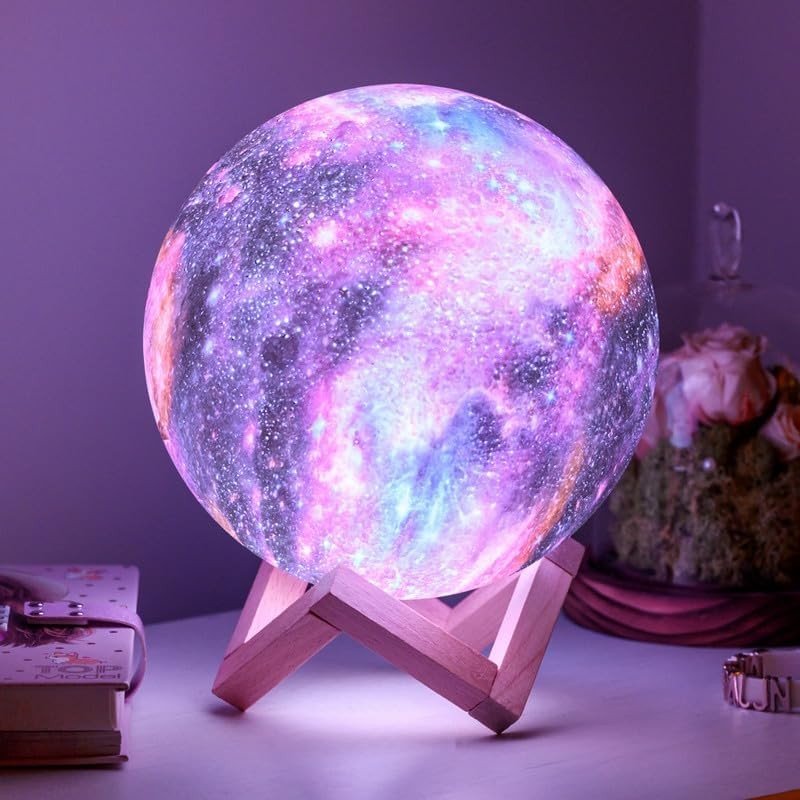 GALAXIA noční LED světlo s ovládáním 16 barev + dřevěný podstavec