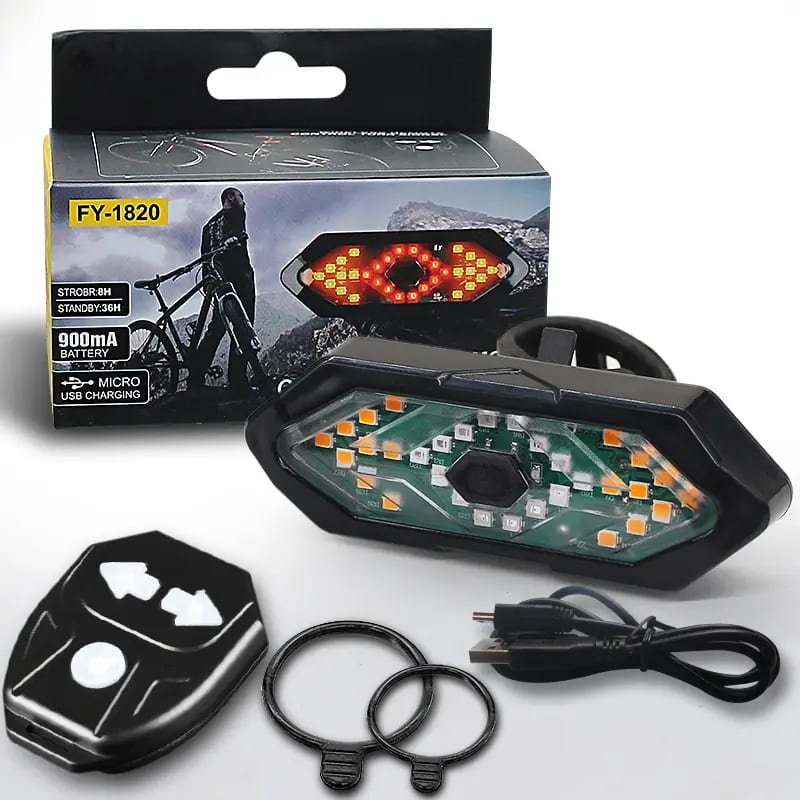Zadné bezdrôtové svetlo na bicykel so smerovkami + 32 LED + zvukový efekt 120 dB