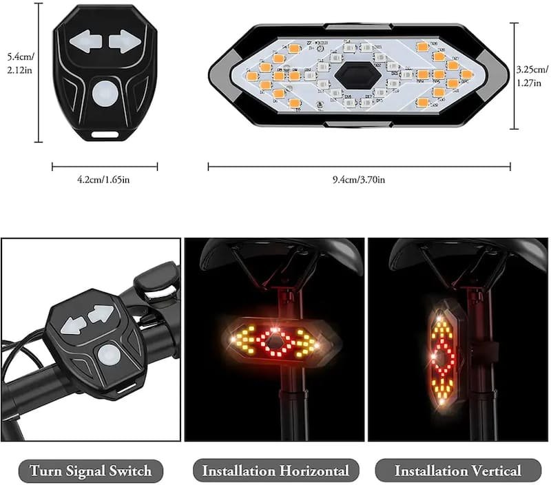 Zadné bezdrôtové svetlo na bicykel so smerovkami + 32 LED + zvukový efekt 120 dB