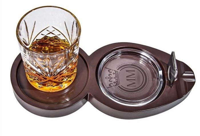 Držák na doutník a sklenici – luxusní whiskey souprava pro pány