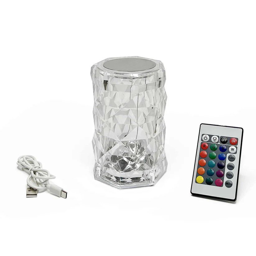 Dotyková krištáľová LED lampa 12,5 cm - prepínanie 16 farieb + diaľkové ovládanie