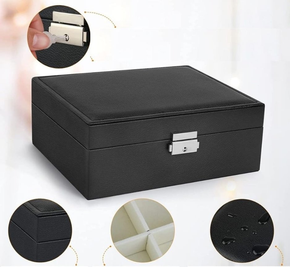 Šperkovnica organizér so zámkom – box na šperky pre ženy a dievčatá 23 x 17,5 x 8,5 cm