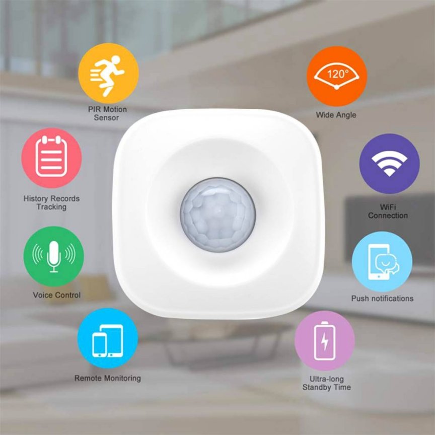 Pohybový PIR senzor 120° s Wifi - Senzor pohybu pro detekci pohybu do 5m