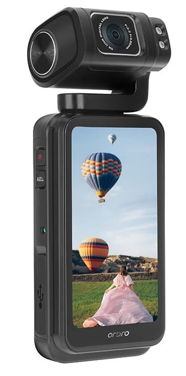 WiFi vlogovacia kamera 4K/5K + 3,5" otočný dotykový displej (180°) + IR LED – model Ordro M3