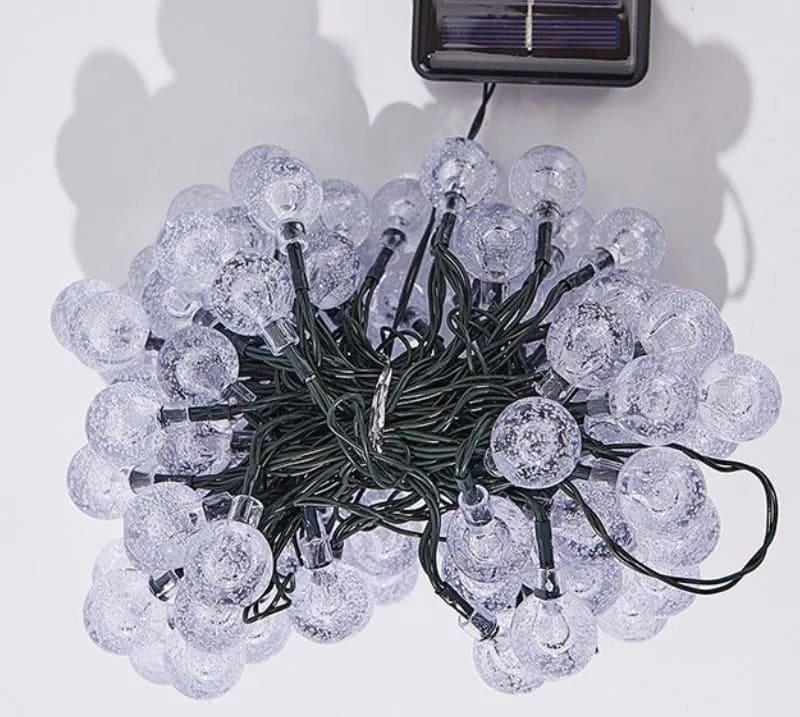 Solárna svetelná reťaz 100 LED biela - 12 m dekoračné IP44 osvetlenie na svadbu či večierok