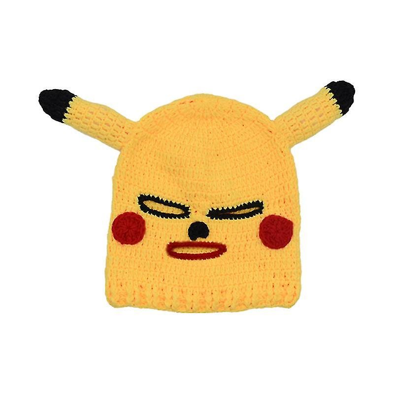 Maska na tvár a hlavu Pikachu – pletená kukla so žltými okuliarmi pre deti aj dospelých