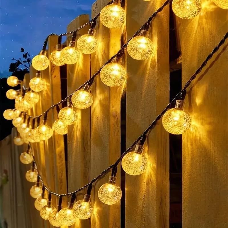 Solárna svetelná reťaz 100 LED biela - 12 m dekoračné IP44 osvetlenie na svadbu či večierok