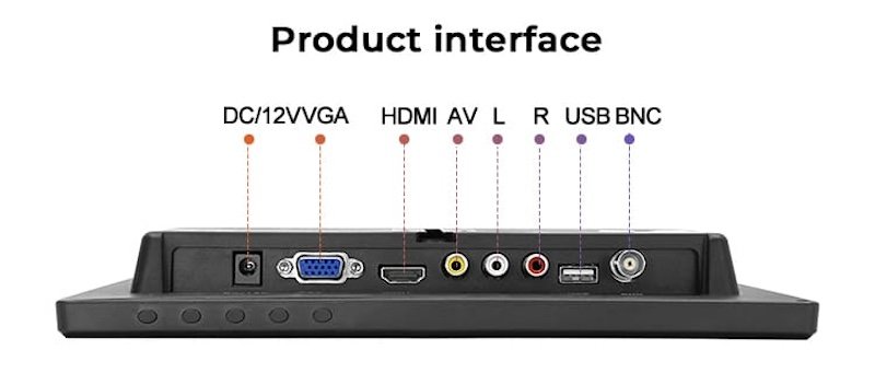Monitor 10,1" pro bezpečnostní kamery / systémy s BNC vstupem pro kameru