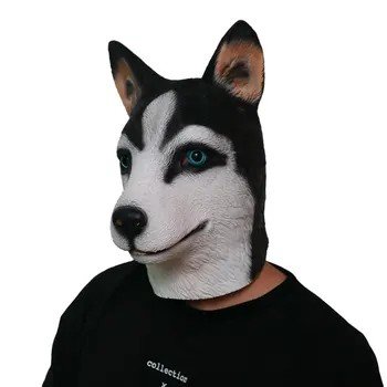 Husky pes maska na obličej ze silikonu – pes husky maska pro děti i dospělé na Halloween