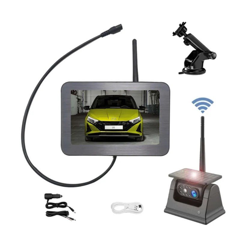 Kit retromarcia solare - Monitor 5" + telecamera magnetica wifi wireless HD 720P