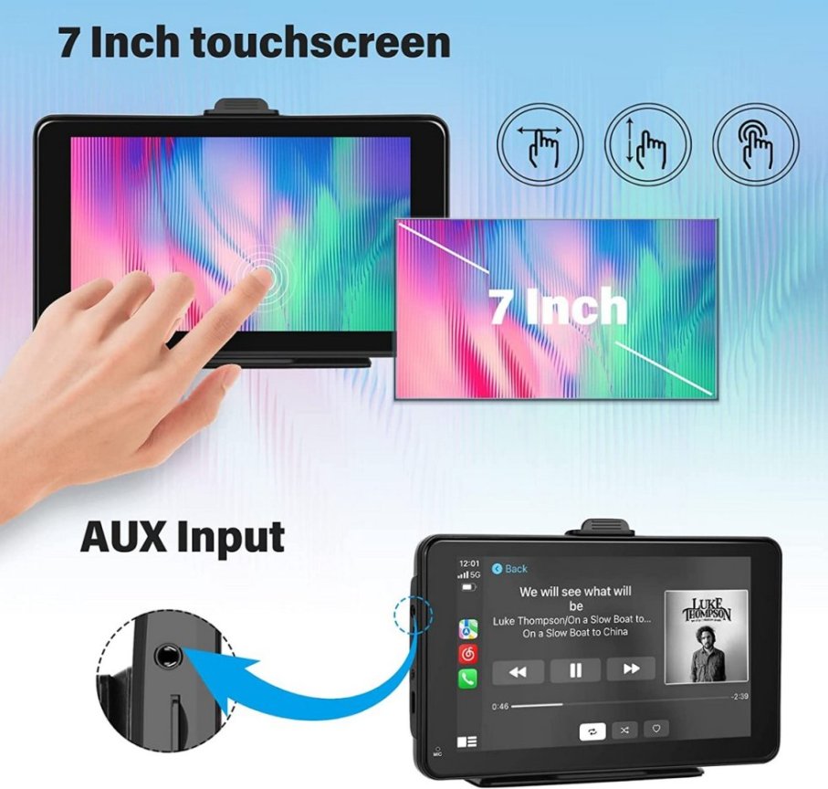Mirror link monitor 7" - suport pentru partajarea imaginilor de pe telefonul mobil + Wifi + Bluetooth + cameră