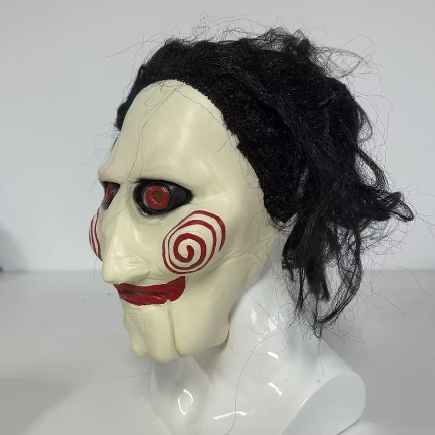 Maska na obličej Jigsaw – hororová maska na Halloween párty pro dospělé i děti