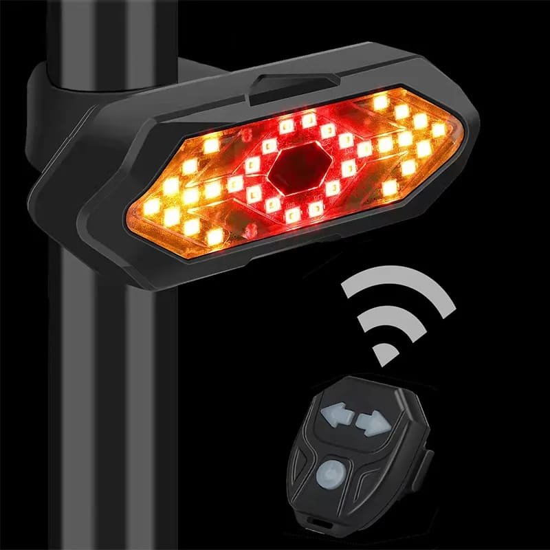 Zadné bezdrôtové svetlo na bicykel so smerovkami + 32 LED + zvukový efekt 120 dB