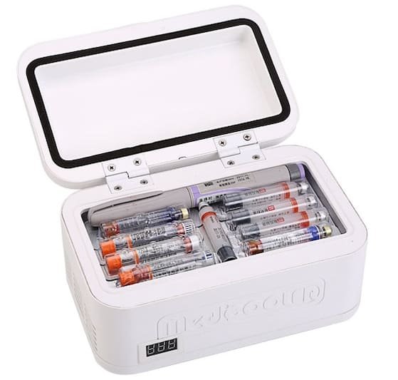 Prenosná mini chladnička na inzulín a lieky 2–8 °C - Kompaktná lieková chladnička s displejom 20,5 x 13,5 cm USB, 12V a 230V napájanie