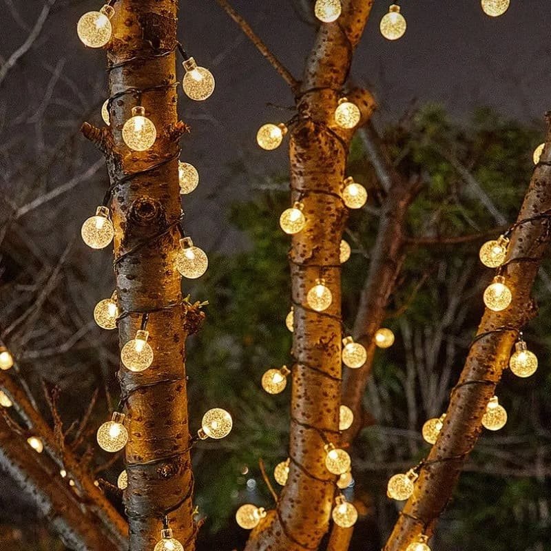 Solárna svetelná reťaz 100 LED biela - 12 m dekoračné IP44 osvetlenie na svadbu či večierok