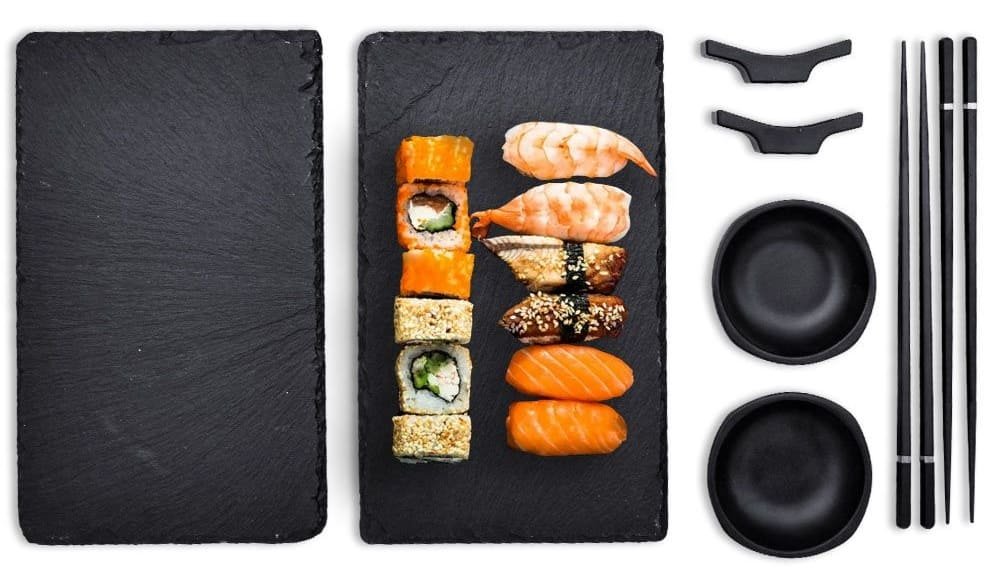 Sushi souprava pro 2 osoby - sada na shushi s miskami + talíře + paličky