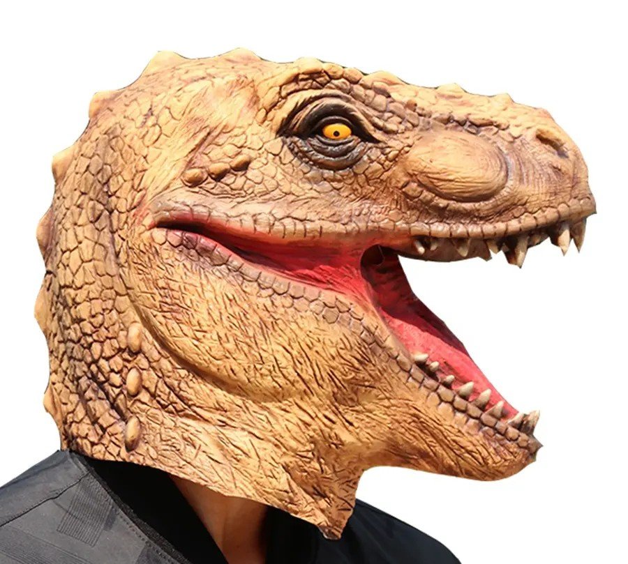 Maska na obličej a hlavu dinosaurus T-Rex – silikonová maska dinosaura na Halloween