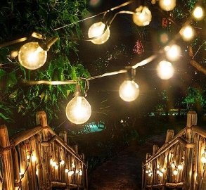LED svetelné reťaze na záhradu solárne - 15 ks LED žiaroviek s 8m káblom + solárny panel