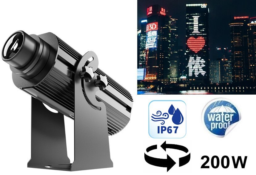 LED Gobo рефлектор 200W до 100m - светлинна проекция на вашето лого върху сгради и стени