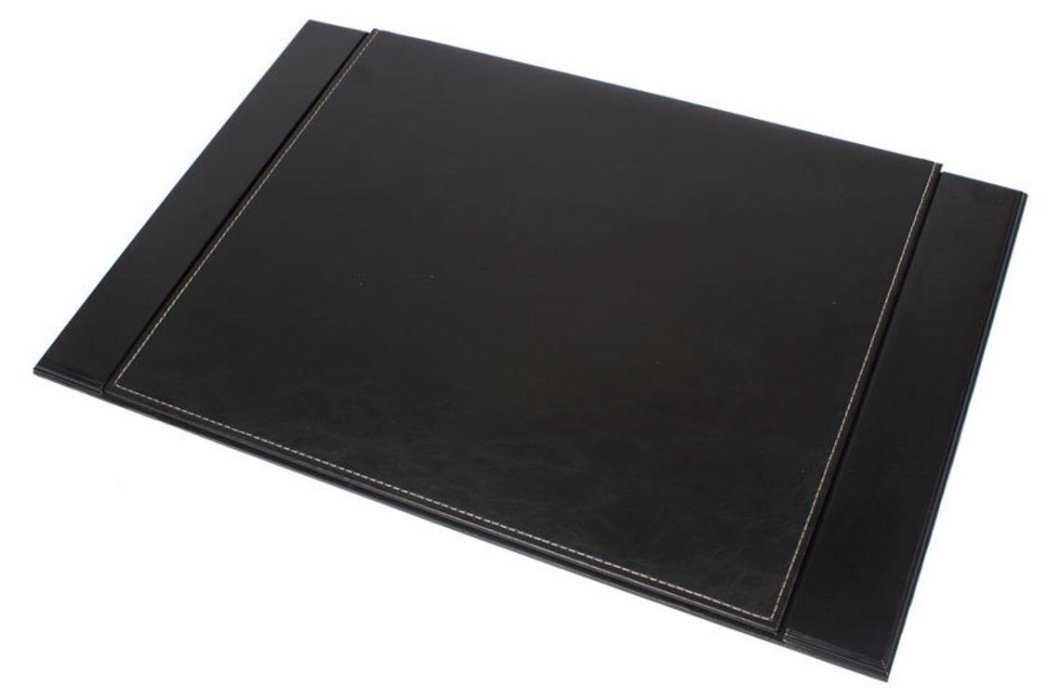 Podložka na psací stůl - handmade luxusní černá 100% syntetická kůže + dřevo
