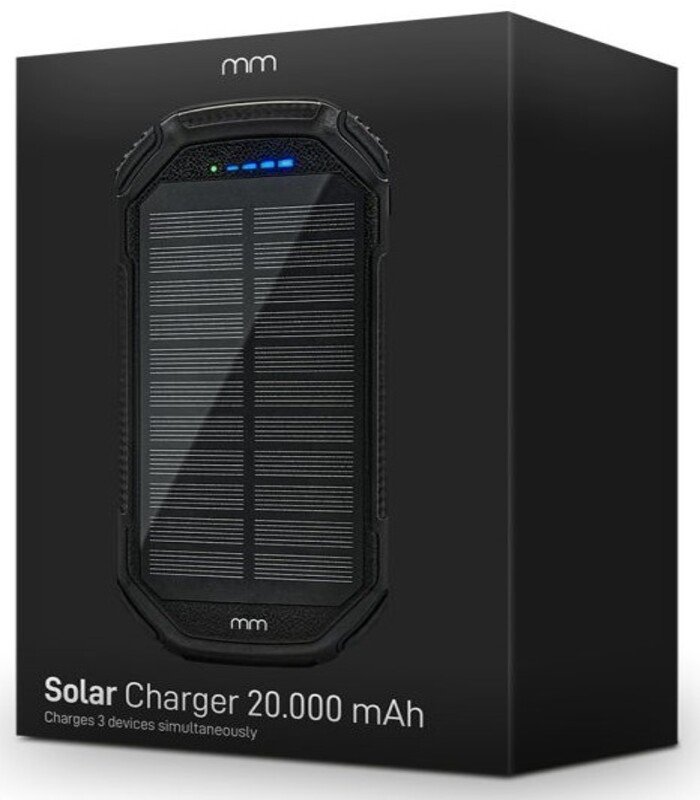 Powerbanka solárna 20 000 mAh – nabíjačka s USB + Type-C + bezdrôtové nabíjanie