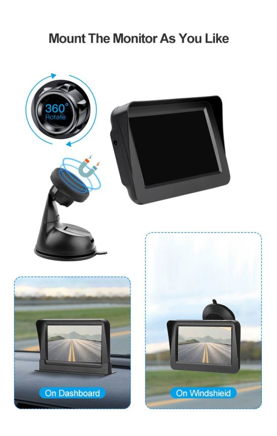 Set cúvacej kamery do auta s 4,3" monitorom + zadná kamera so 6 LED (IP68)