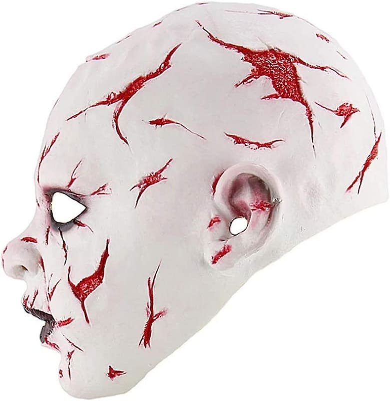 Maska na tvár rozrezaná baby – hororová maska na Halloween a karneval