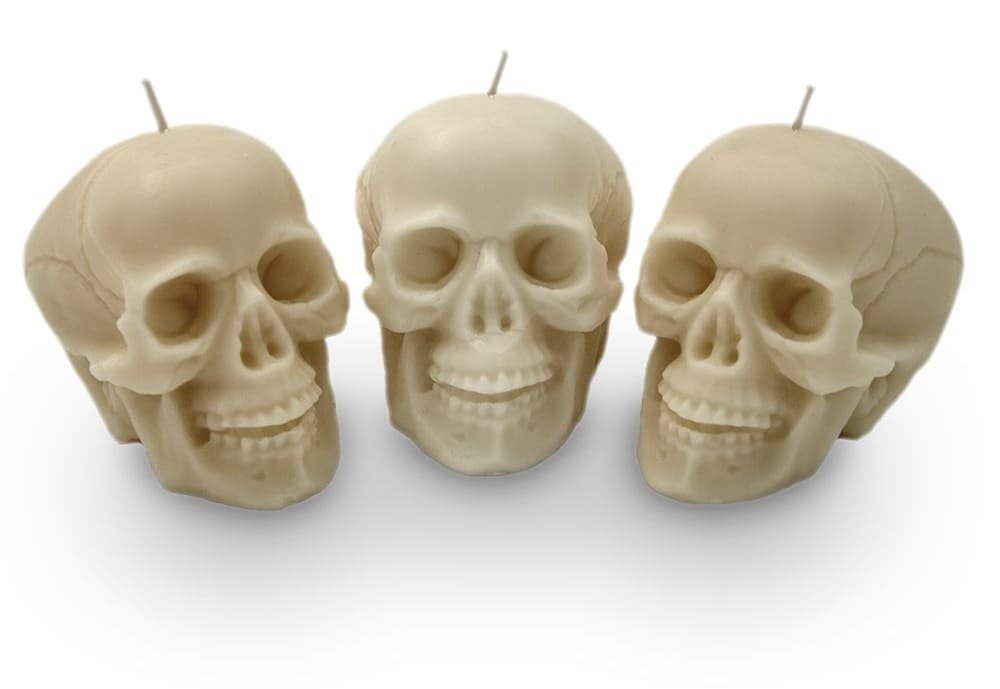 Sviečky lebka – set sviečok na Halloween v tvare lepky voskový 3 ks