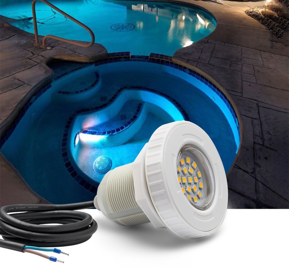 Svetla do bazena vodotesné IP68 s 3W svetlo LED biele 3000K - 103mm pre vinylové bazény alebo jazierka