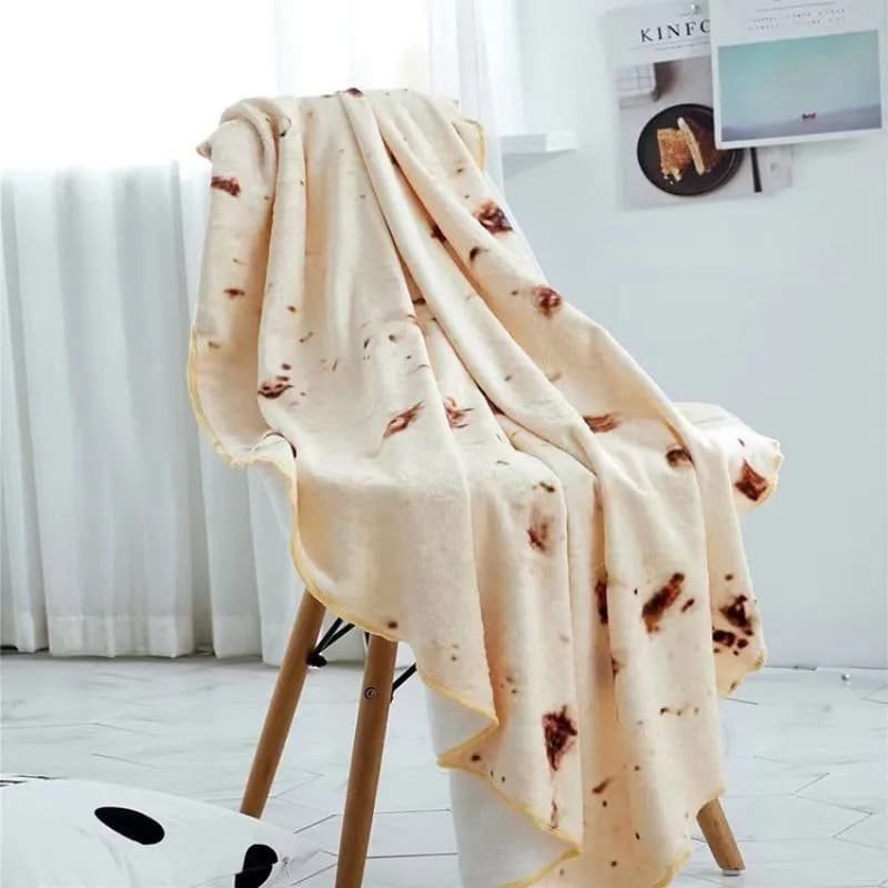 Deka kulatá tortila - Přikřívka s designem připáleného burrita 150 cm
