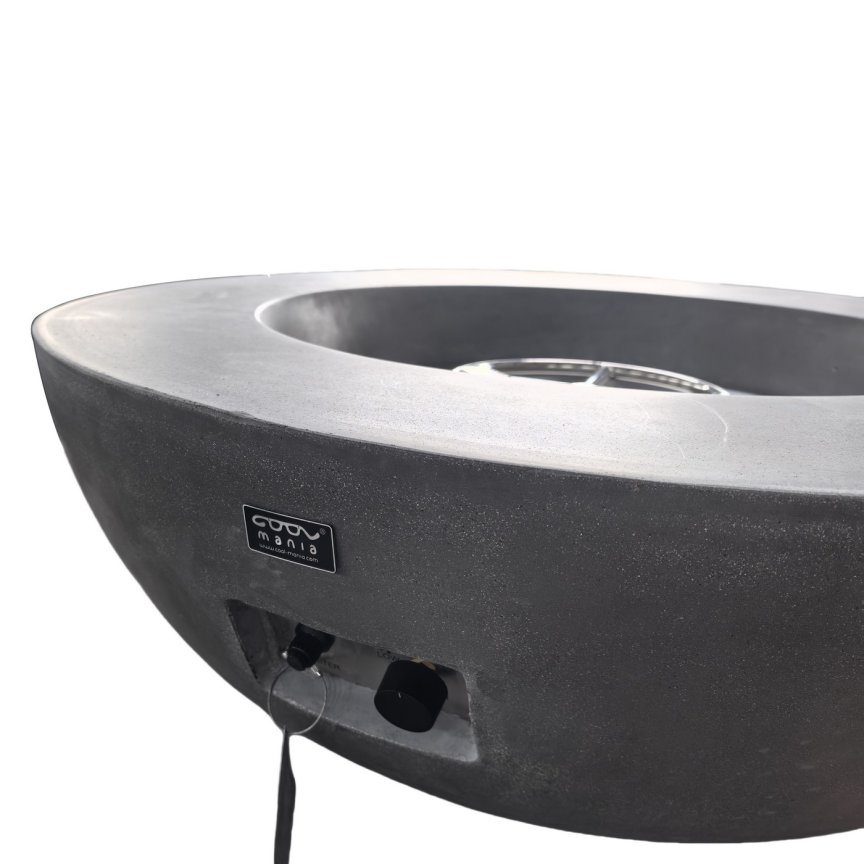 Zahradní ohniště kulaté na zahradu či terasu - plynové betonové FÉNIX 106x40cm šedý