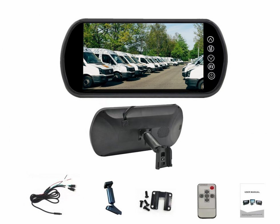Espejo retrovisor Monitor 7" con HD (conexión para 2 cámaras) + mando a distancia
