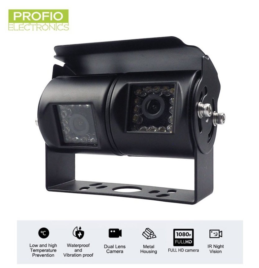 Duální AHD autokamera Full HD s objektivy f3,6 a f8,0, 24 LED nočním viděním a technologií WDR