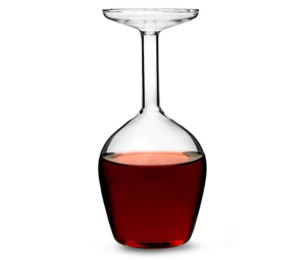 Pohár na víno obrátený – vínový pohárik otočený „naopak“ 350 ml