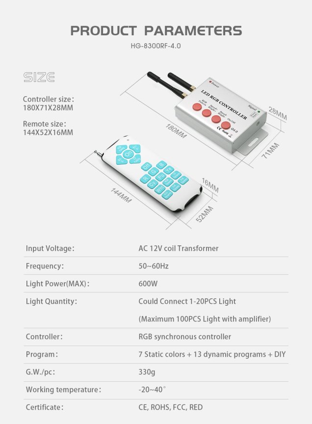 Diaľkové ovládanie pre RGB svetlo do bazéna - cez Smartphone TUYA app