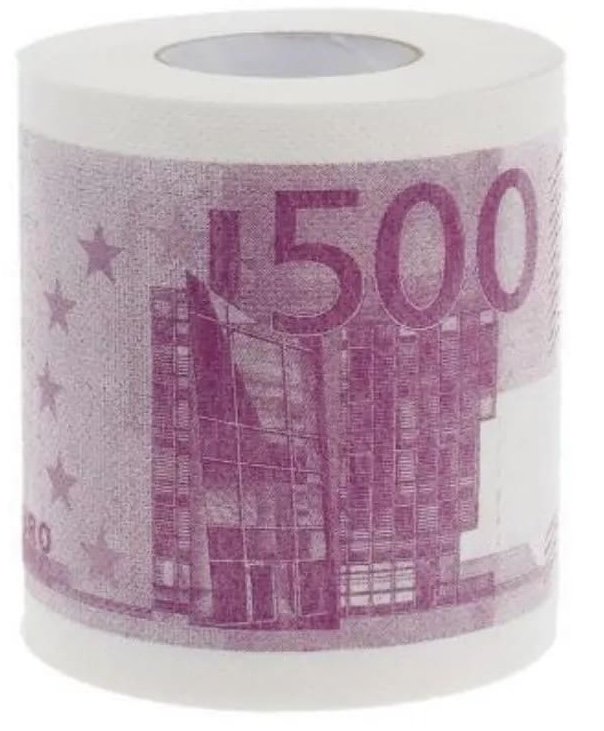 Toaletný papier 500 Euro – rolka so vzorom bankoviek 500€