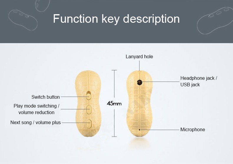 Peanut шпионски диктофон Mini - VOX разпознаване на глас + MP3 плейър + 16 GB памет