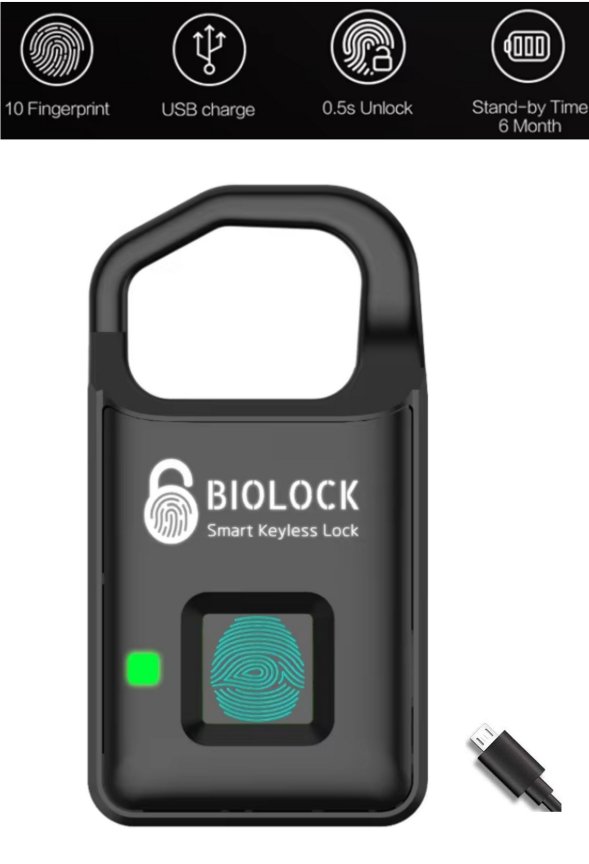 Inteligentný zámok na odtlačok prsta – vodotesný biometrický dverový zámok + USB nabíjanie