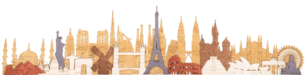 Světové památky - set 25 ks pro 3D nástěnnou mapu 105×25 cm