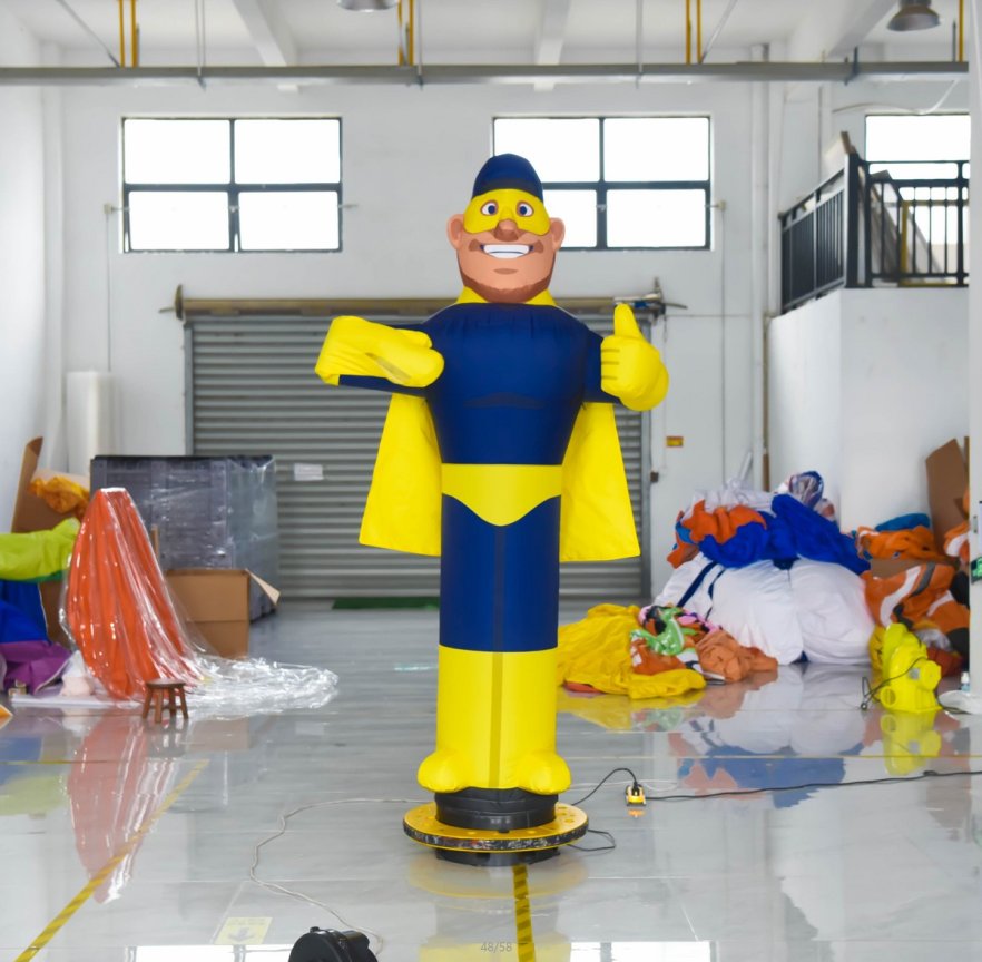 Nafukovacia reklama (panák či fugurína s mávajúcou rukou) výška 3m s LED - Super Hero