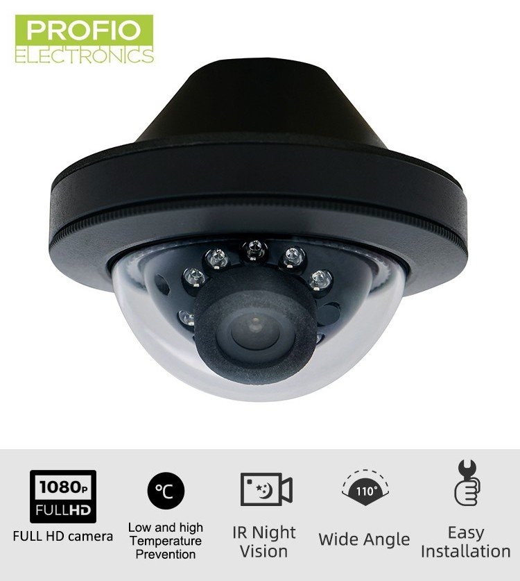 Mini DOME autobusová AHD kamera Full HD + objektív 3,6 mm + 10 IR LED nočné videnie + technológia WDR