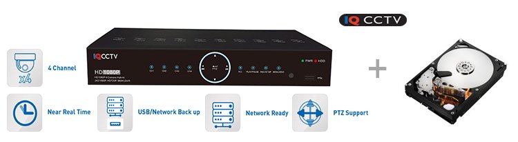 AHD DVR 1080P/960H/720P - 4 ulaza + 1TB HDD