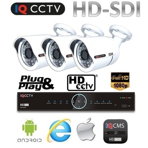 Sistem de camere 3x 1080P - camere IR de 30 de metri cu DVR